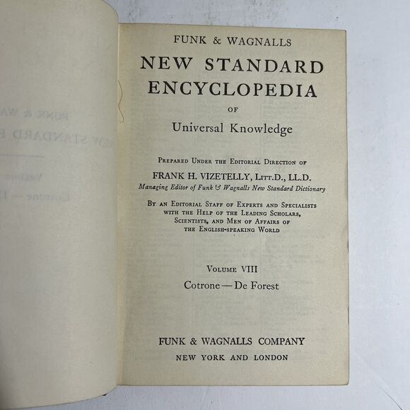 Funk and Wagnalls New Standard Encyclopedia 1934 Vol XIII Cotrone to De Forest - Picture 5 of 15